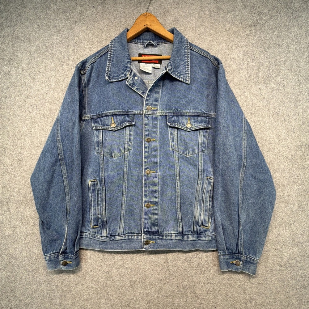 Vintage Wrangler Hero Denim Jean Jacket Men's Large Blue Trucker Type 3 Biker